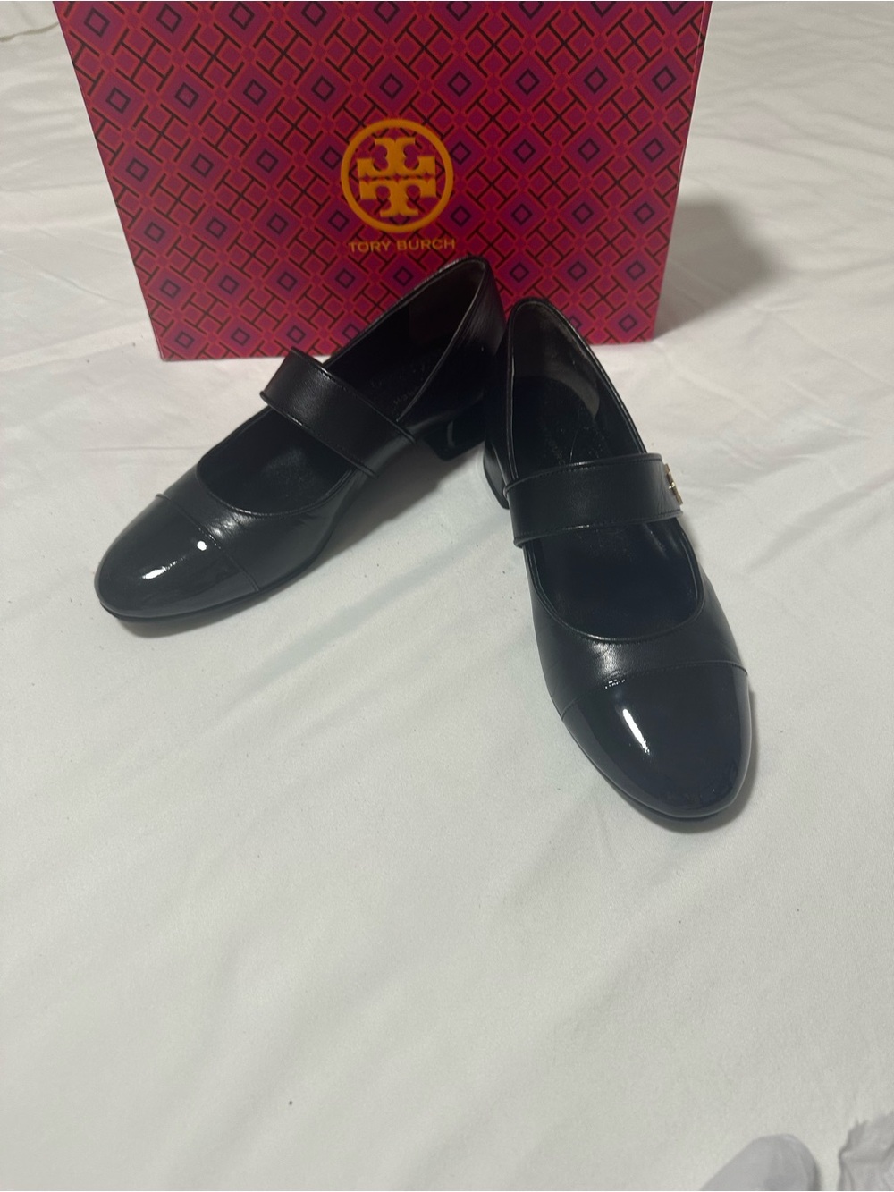 Tory Burch Black Patent Leather Strap Loafers